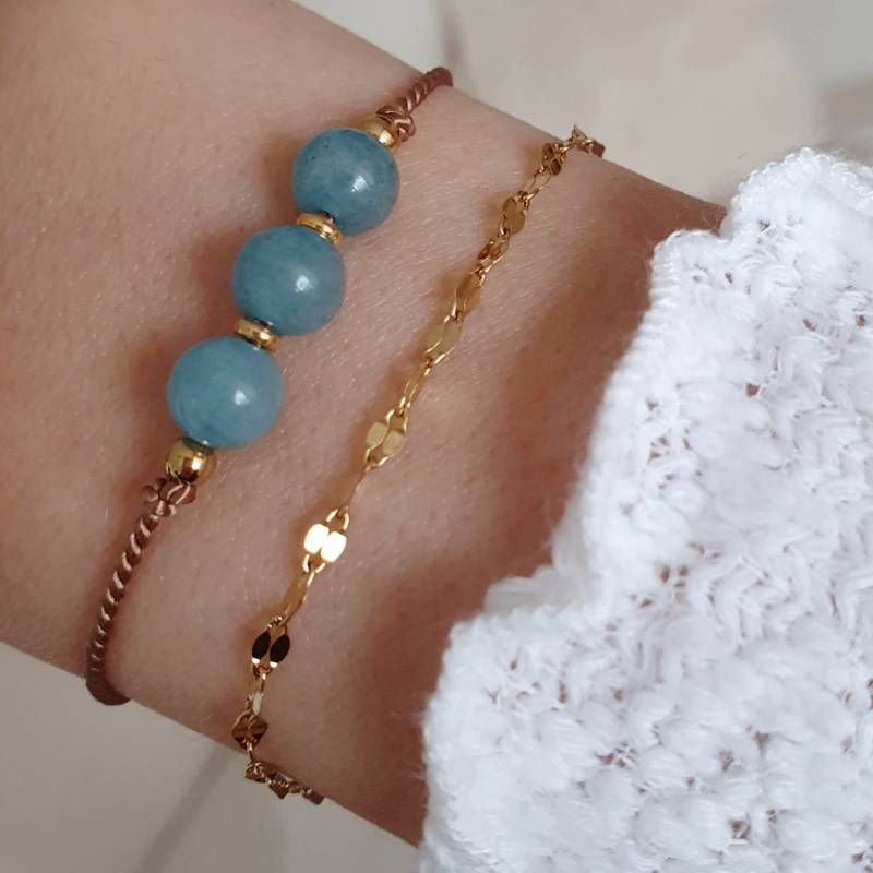Aquamarin Armband Naturstein 6mm Energiearmband Glücksarmband Wunscharmband Damenschmuck Mit Bedeutung Glücksbringer Talisman Amulett Zart von Milliarte