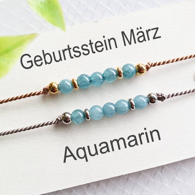 Geburtsstein März Armband Natürlicher Aquamarin Geburtsmonat Energie Schmuck Wunscharmband Schutzarmband Glücksbringer Talisman Amulett von Milliarte