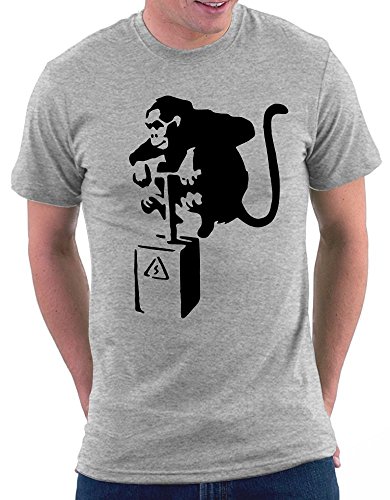 Banksy Detonator Monkey T-Shirt, Größe XL, Graumeliert von Million Nation