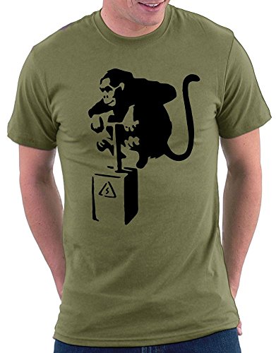 Banksy Detonator Monkey T-Shirt, Größe XL, Khaki von Million Nation