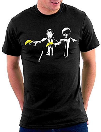 Million Nation Banksy Pulp Fiction Bananas T-Shirt, Größe XXL, Schwarz von Million Nation