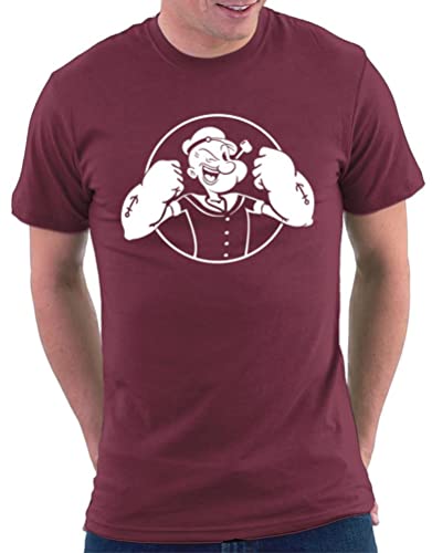 Million Nation Popeye Power T-Shirt, Größe L, Bordeaux von Million Nation