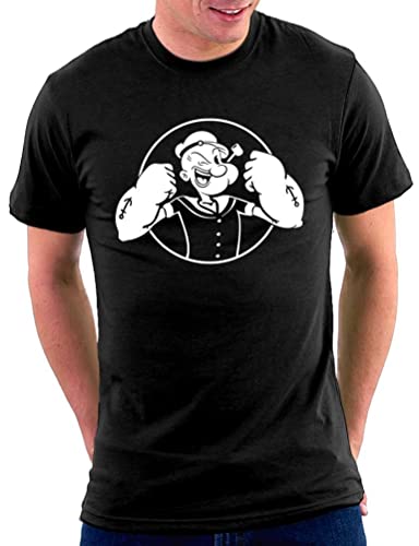 Million Nation Popeye Power T-Shirt, Größe L, Schwarz von Million Nation