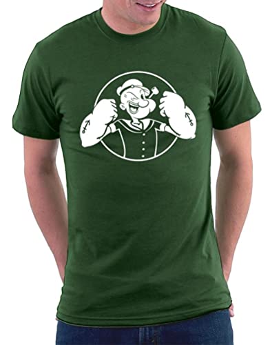 Million Nation Popeye Power T-Shirt, Größe XL, Bottlegreen von Million Nation