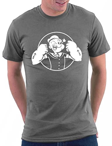Million Nation Popeye Power T-Shirt, Größe XL, Darkgrey von Million Nation