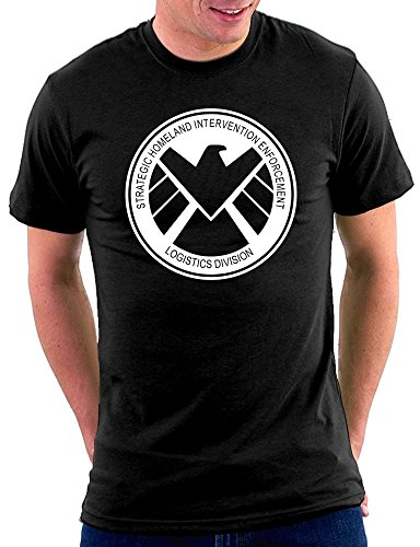S.H.I.E.L.D Logo T-Shirt, Größe L, Schwarz von Million Nation