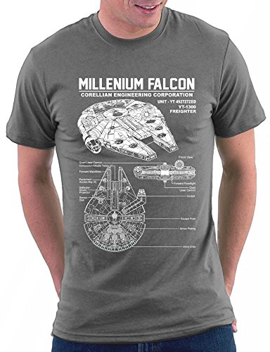 Star Millenium Falcon T-Shirt, Größe XL, Darkgrey von Million Nation