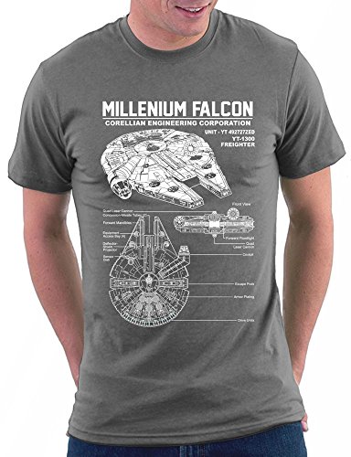 Star Millenium Falcon T-Shirt, Größe XXL, Darkgrey von Million Nation