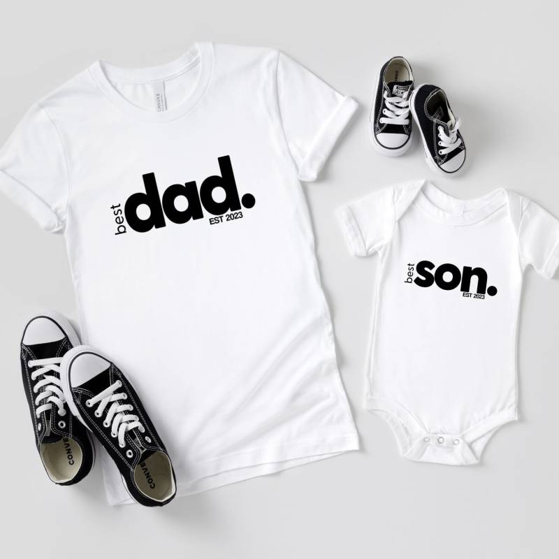 Best Dad T-Shirt Vater & Sohn Partnerlook Mutter Tochter Outfit Personalisiert Son Shirts Vatertag Geschenk Muttertag Mama Me von MillionThreads