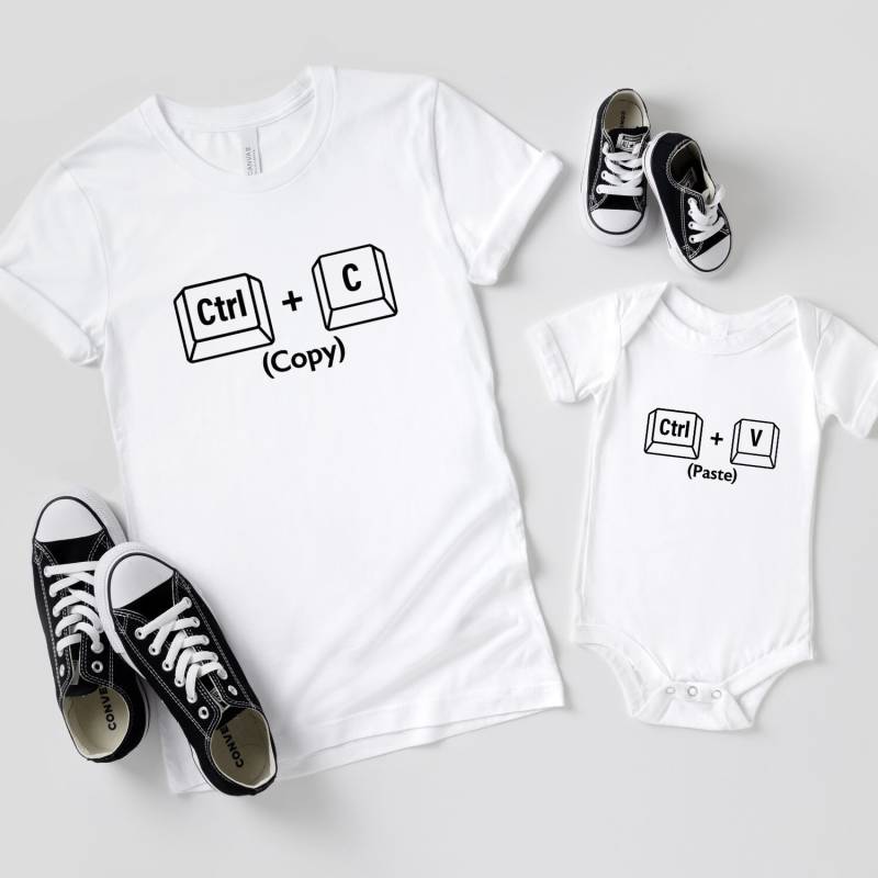 Copy Paste Shirt Ctrl C Und V Vater Sohn Partnerlook Mutter Tochter Outfit Geschenk Eltern Geburt Baby Vatertag Shirts von MillionThreads