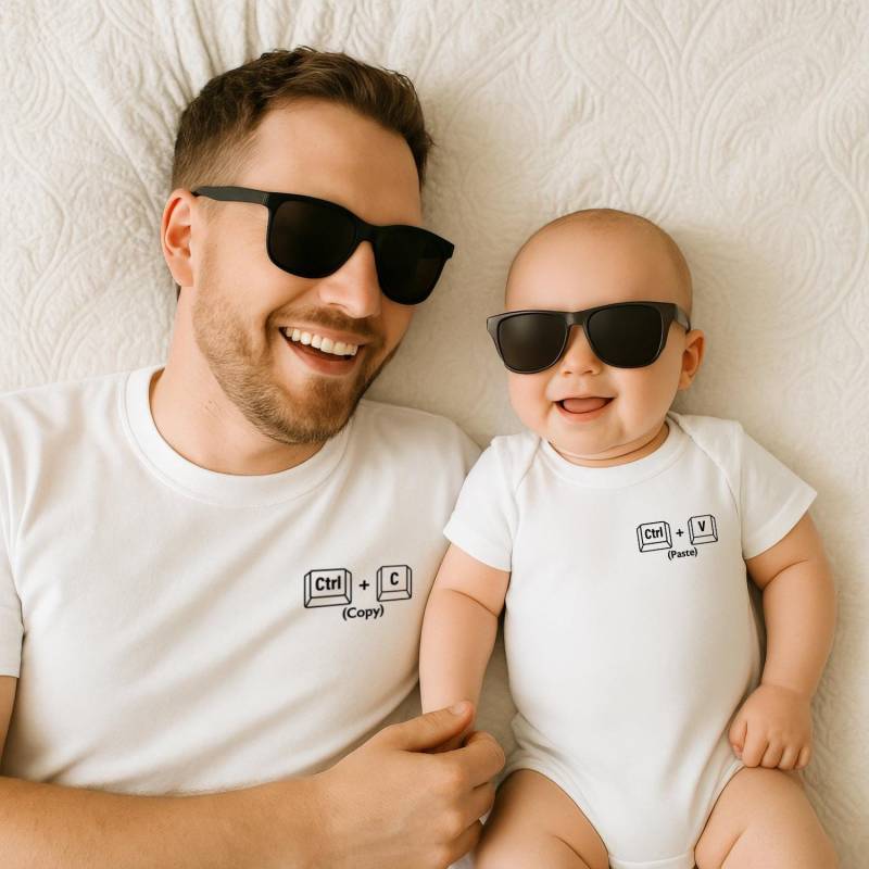 Copy Paste Shirts Für Vater & Sohn Partnerlook Oder Mutter Und Tochter Outfit - Babybody Bedruckt Minimalistisch Ctrl C V von MillionThreads