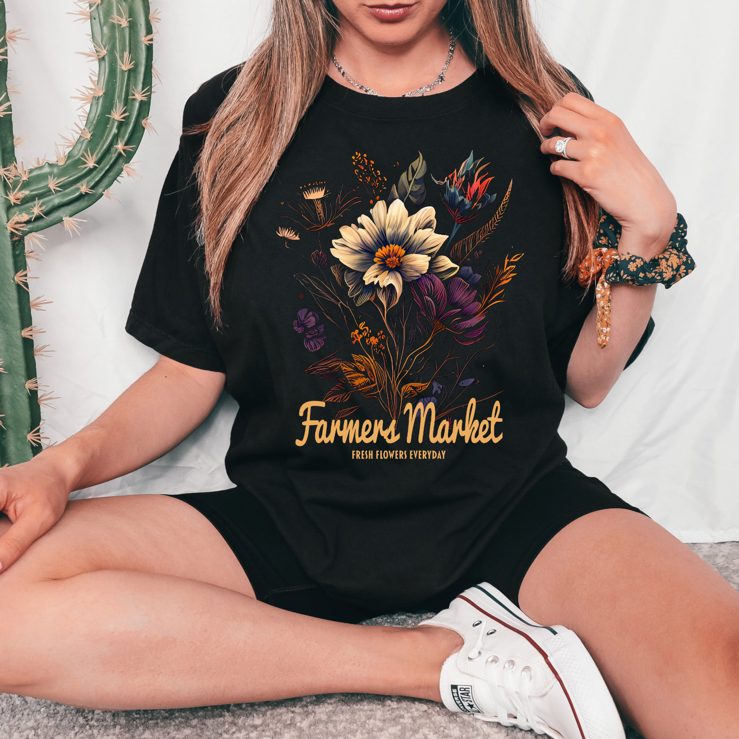 Farmers Market Shirt Botanic Vintage Cottagecore T-Shirt Fresh Flowers Everyday Boho Gartenliebhaber Blumen Unisex von MillionThreads