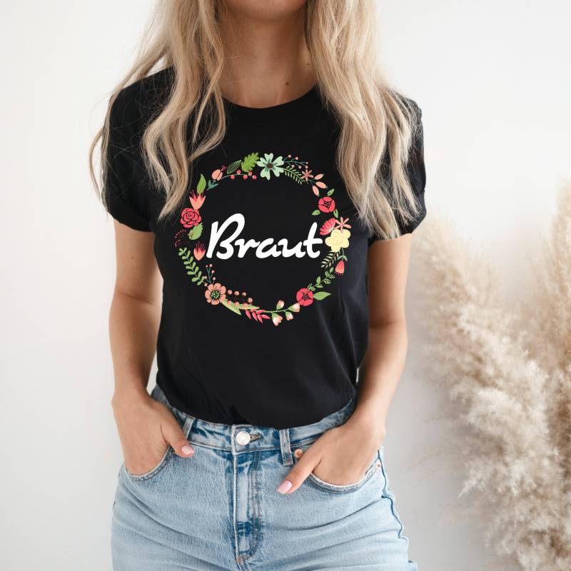 Jga Braut Shirt Team T-Shirt Für T-Shirts Junggesellinnenabschied Hochzeit Party Shirts Blumenkranz Unisex Million Threads von MillionThreads