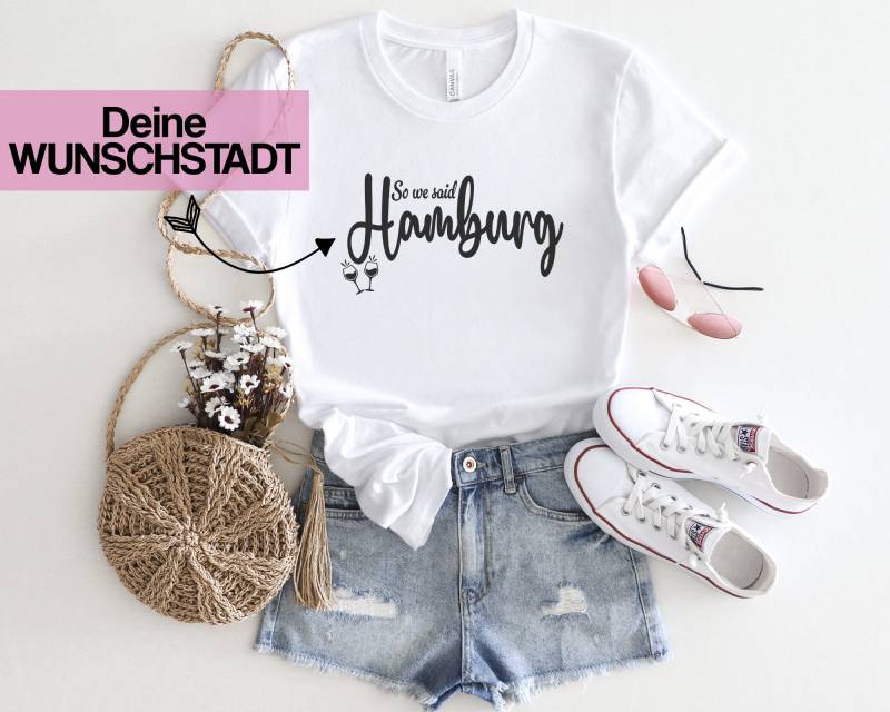 Jga Shirts Frauen I Said Yes We Wunschstadt Jga Shirt Personalisiert Braut Junggesellinnenabschied Tshirt & Team von MillionThreads