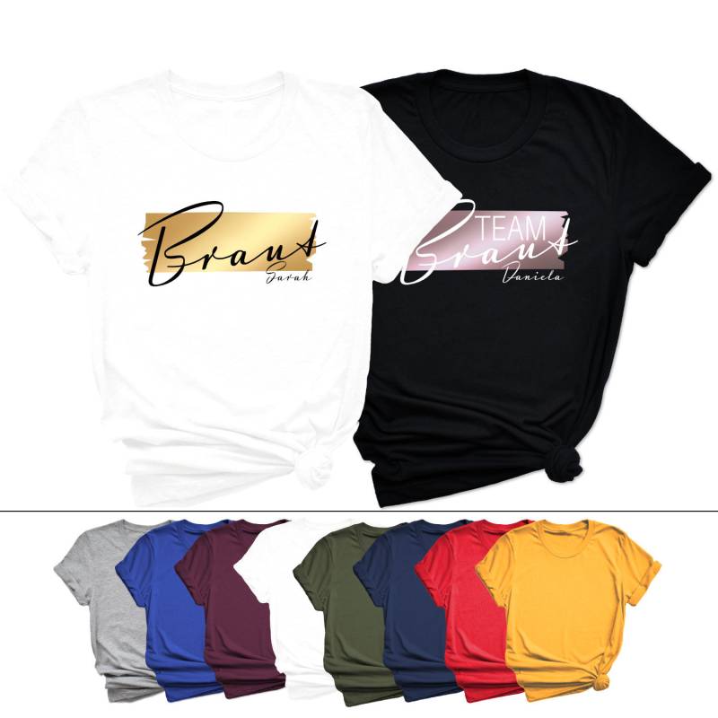 Jga Shirts Personalisiert Braut & Team T-Shirt Junggesellinnenabschied Shirt Frauen Name Geschenk Brautjungfer Unisex von MillionThreads