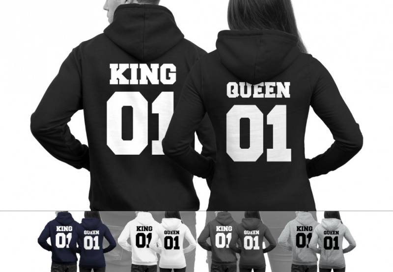 King 01 Und Queen Pärchenpullis Im Set Hoodies Für Paare Wunschzahlen Möglich von MillionThreads