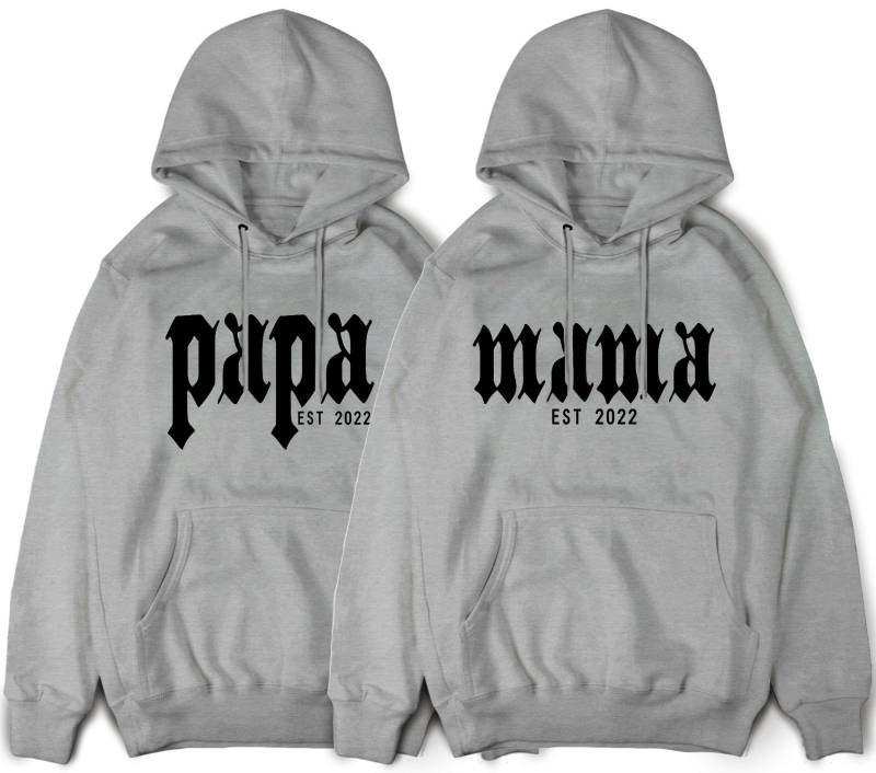 Mama Papa Hoodies Familien Pullover Mit Wunschdatum Personalisierte Geburt Eltern Geschenk Personalisiert von MillionThreads