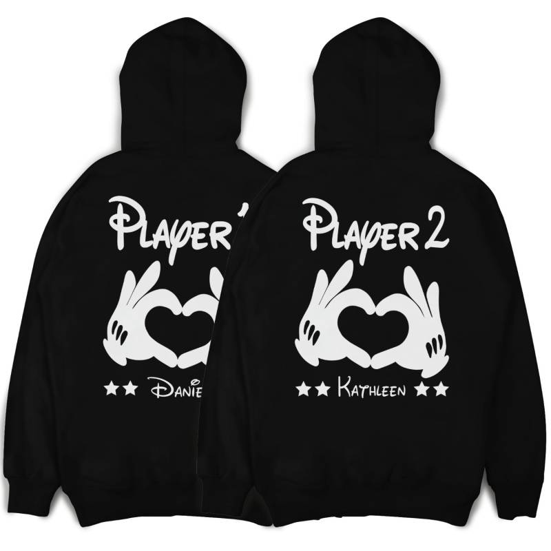 Player 1 2 Hoodies Pärchen Pullover Für Paare Paarpullis Geschenk Pärchenpullover Weihnachten Paar Wunschnamen von MillionThreads