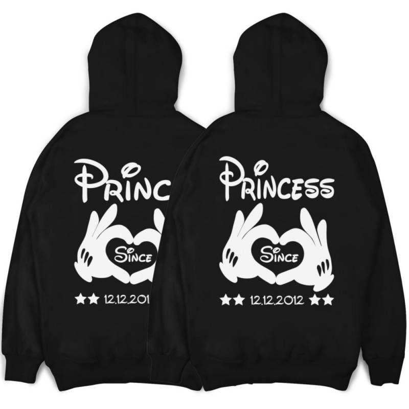 Prince Princess Pullover Im Set Pärchen Hoodies Paarpullis Wunschdatum 2 Stück Million Threads ® von MillionThreads
