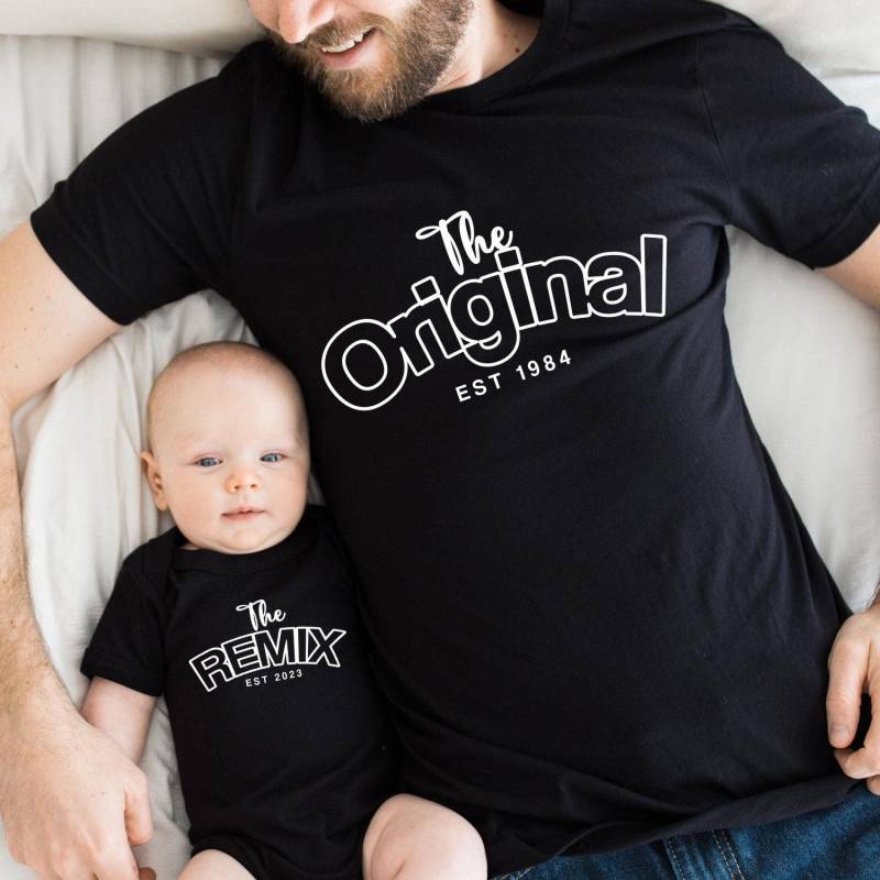 The Original Remix Shirts Personalisiert Mit Datum Oder Namen Vater Sohn Geschenk Baby Babybody Bedruckt Mutter Tochter Outfit Vatertag von MillionThreads