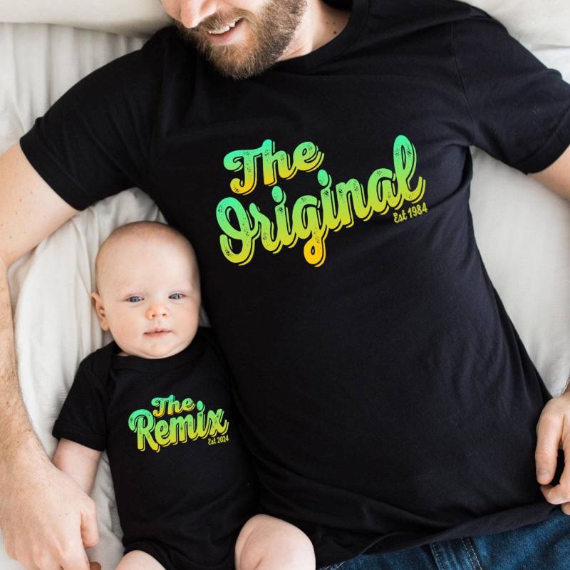 The Original Remix Shirts Vater Sohn Partnerlook Summer Vibes Mama Tochter Outfit Set Babybody Bedruckt Personalisiert Geschenk Vatertag von MillionThreads