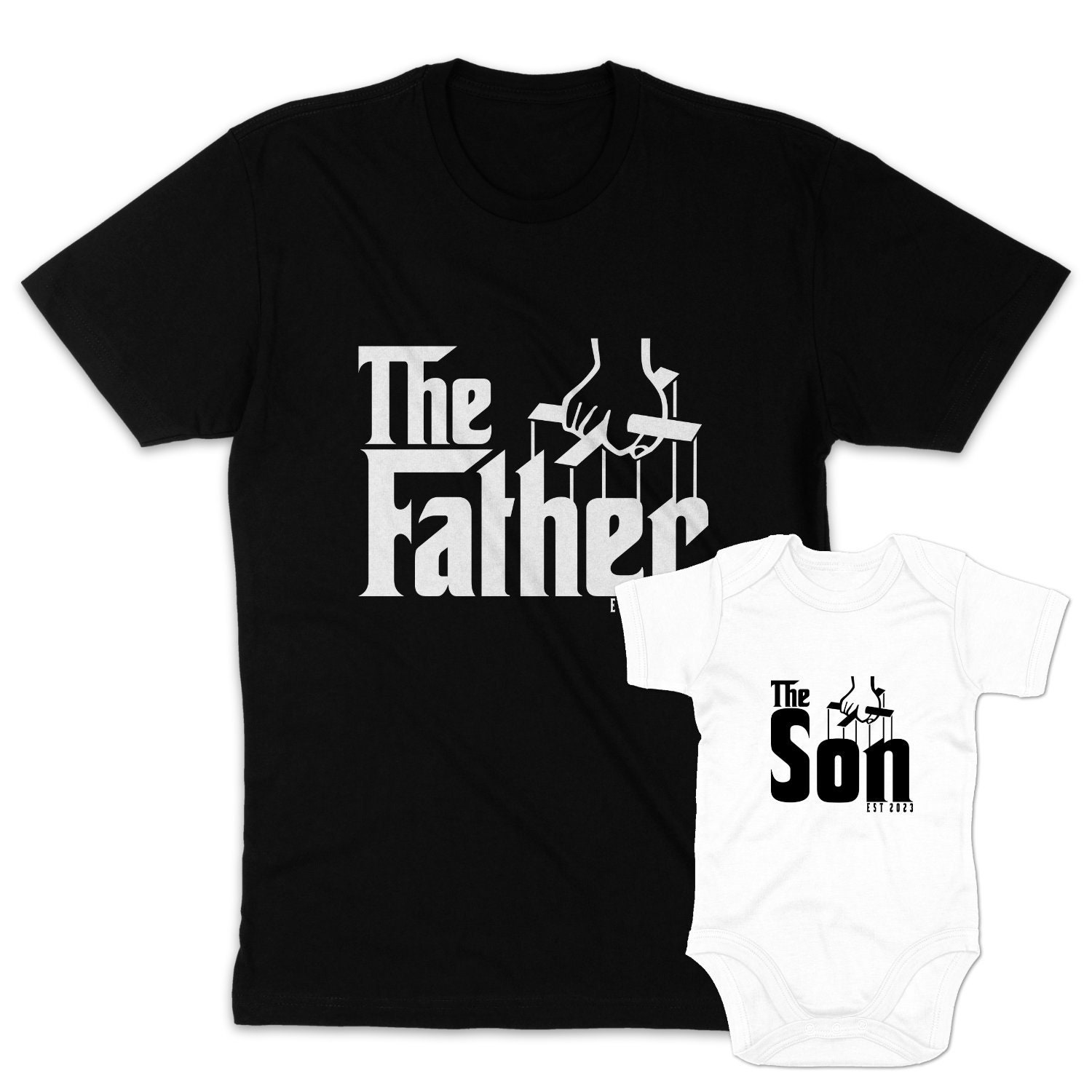 Vater Sohn Partnerlook Shirts The Father Son T-Shirts Mafia Outfit Set Babybody Bedruckt Personalisiert Geschenk Vatertag Vater Sohn Partnerlook Shirts The Father Son T-Shirts Mafia Outfit Set Babybody Bedruckt Personalisiert Geschenk Vatertag von MillionThreads