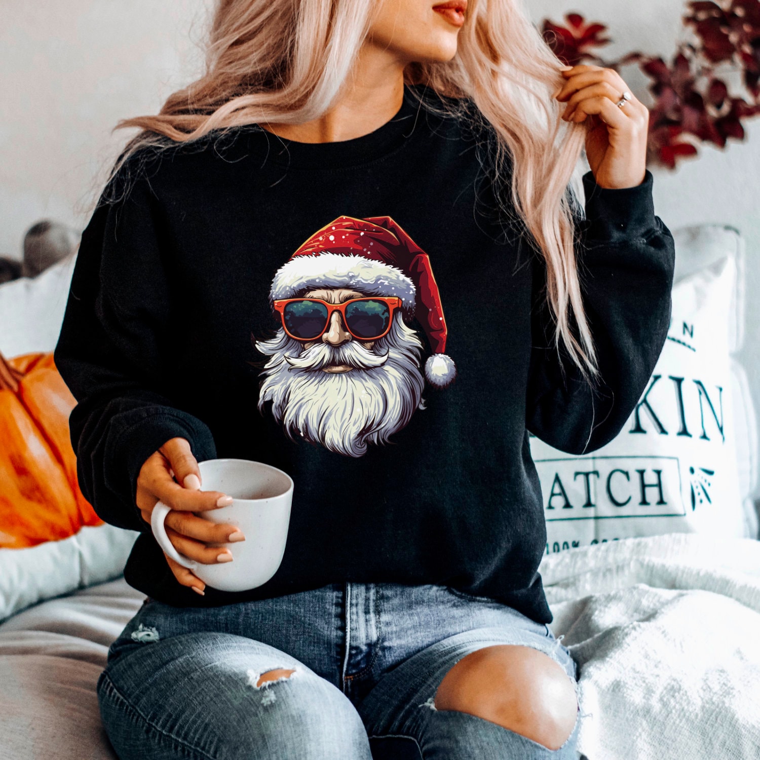 Weihnachten Pullover Cool Santa Sweatshirt Weihnachtsgeschenk Weihnachtsmann Mit Sonnenbrille Pulli Mann Frau Unisex von MillionThreads
