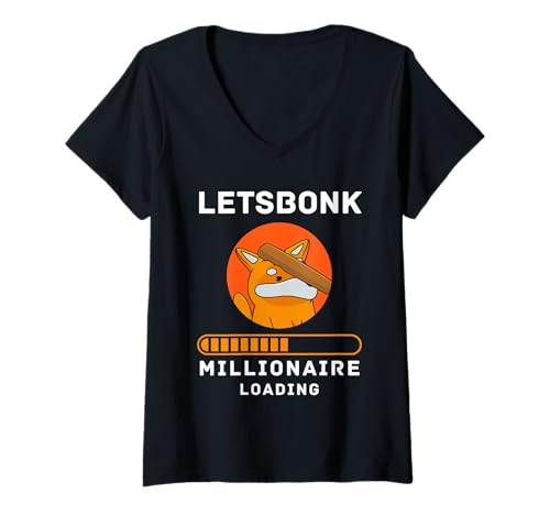 Damen Letsbonk Millionaire Loading Crypto Meme Shitcoin Bonk T-Shirt mit V-Ausschnitt Damen Letsbonk Millionaire Loading Crypto Meme Shitcoin Bonk T-Shirt mit V-Ausschnitt von Millionaire Crypto Blockchain Meme Shitcoins Hodl