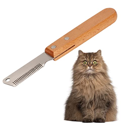 Fellpflege-Stripping-Messer, Haustier-Stripping-Kamm, Multifunktional, Zum Entfernen Schwebender Haare, Hunde-Stripping-Messer mit Holzgriff für Katzen und Hunde von Milltrip