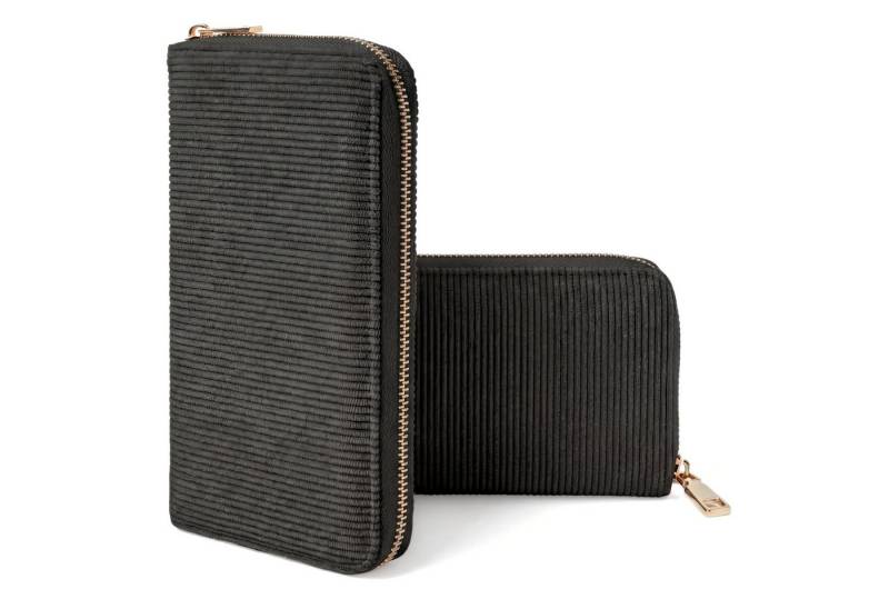 MillyMilk Geldbörse FONDO LARGE – Großer Damen Cord Geldbeutel – Stoff Portemonnaie, Cord-Geldbörse mit stabiler Form, viel Platz und Reißverschluss. von MillyMilk