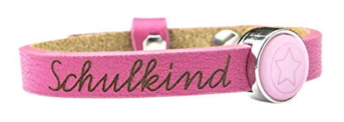 Milosa Schulkind Armband in Pink | verstellbares Lederarmband mit Schiebeperle und Gravur, Handgefertigtes Armbändchen aus Leder, Geschenk für Schultüte, Einschulungsgeschenk für Mädchen Milosa Schulkind Armband in Pink | verstellbares Lederarmband mit Schiebeperle und Gravur, Handgefertigtes Armbändchen aus Leder, Geschenk für Schultüte, Einschulungsgeschenk für Mädchen von Milosa