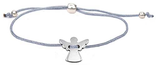 Schutzengel Armband silber für Mädchen (größenverstellbar) graues Armkettchen mit süßem Engel Glücksbringer für Kinder von Milosa