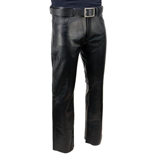 Milwaukee Leather | Klassische Passform 5 Pocket Lederhose für Herren - Premium Leder Motorrad Reithose - LKM5790-36 Schwarz von Milwaukee Leather