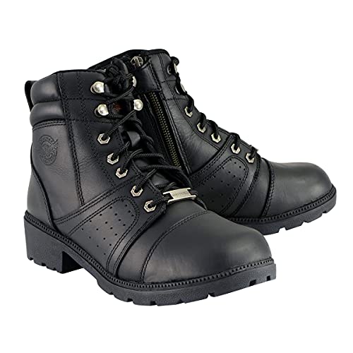 Milwaukee Women's Lace to Toe Boots with Side Zipper (Black, Size 9) von Milwaukee Leather