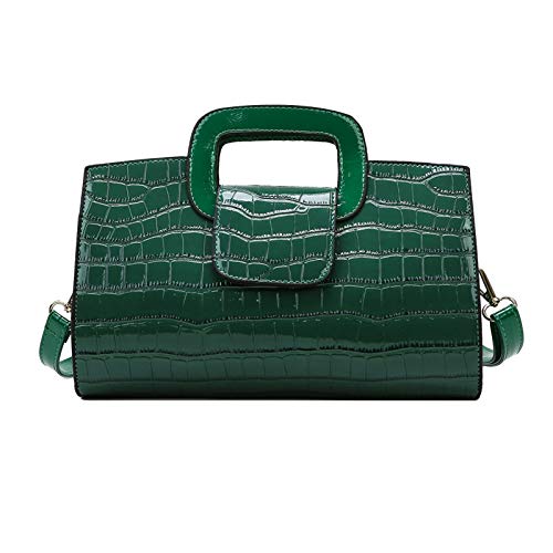 Milya Damen Vintage Krokodil Lackleder Handtasche Clutch Henkeltasche Abendtasche Umhängetasche Ledertasche Schultertasche mit Schulteriemen Muttertaggeschenk, Lackleder Grün von Milya