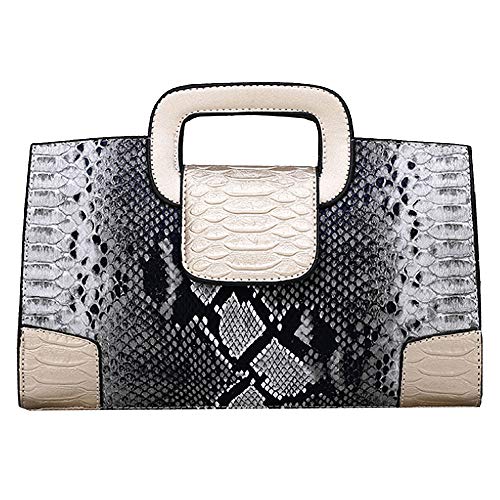 Milya Damen Leder Vintage Handtasche Clutch Henkeltasche Abendtasche Umhängetasche Ledertasche Schultertasche mit Schulteriemen (Schlange Muster Schwarz 2) von Milya