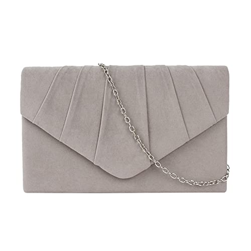 Milya Damen Samt Clutch Abendtasche, Klassisch Envelope Faltig Handtasche Umschlag Crossbody Hochzeit Party Unterarmtasche mit Schulterkette von Milya