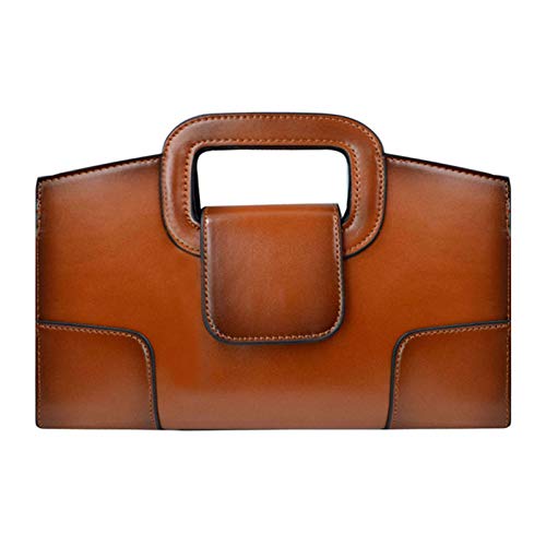 Milya Damen Vintage Handtasche Clutch Henkeltasche Abendtasche Umhängetasche Ledertasche Schultertasche mit Kette Gurt von Milya