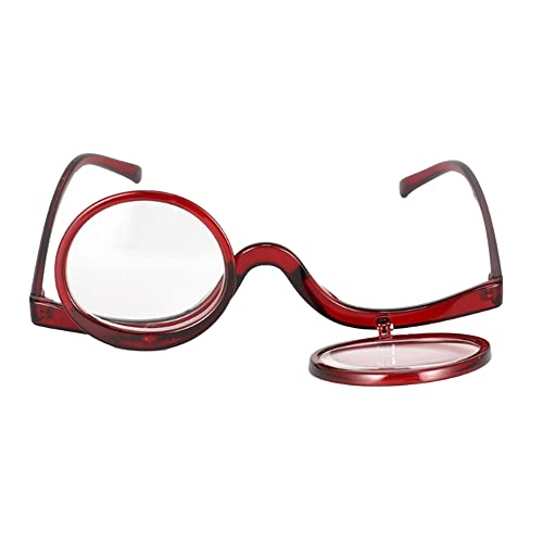 Milya Make-Up Brille Lesebrille Schminkbrille Rotatable Flip Up Drehbare Presbyopie Sehhilfe Lesehilfe mit Stärke, A-rot, +2,5, hzj-06749U04 von Milya