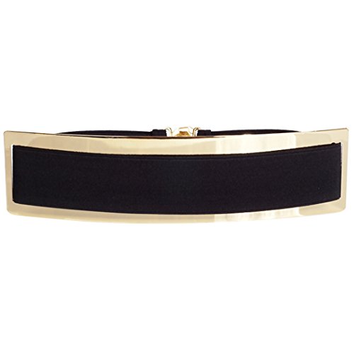 Milya Mode Damen Spiegel Metall Stretch Gürtel - Taillengürtel Hüftgurt Breit Dekorative Golden von MilyaDE