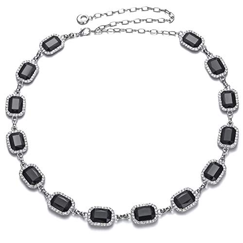 Milya Strass Gürtel für Damen - Taillengürtel Taillenkette Kettengürtel Bauchkette aus Metall (Schwarz) von Milya