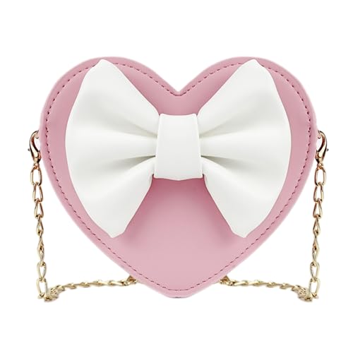 MilyaDE Süße Mädchen PU Leder Umhängetasche Herzförmig Schleife Prinzessin Mini Taschen, Kinder Cross Body Handtasche Schultertasche von Milya