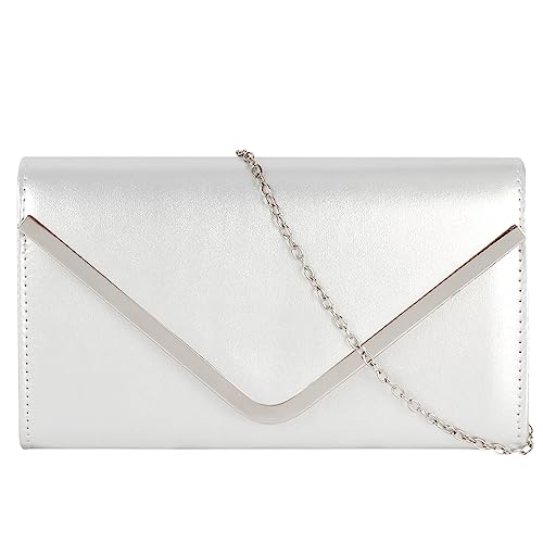 MilyaDE Damen Glitzer Clutch Strass Abendtasche, Braut Handtasche Hochzeit Party Unterarmtasche Umhängetasche Schultertasche mit Schulterkette von MilyaDE