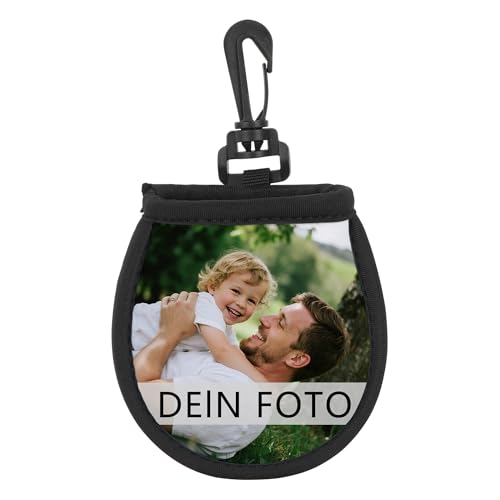 MilyaDE Golfbälle Reiniger Tasche mit Foto Personalisiert, Golfball-Handtuch Reinigungsbeutel mit Karabiner, Individuelles Design mit Ihrem Logo oder Text von MilyaDE