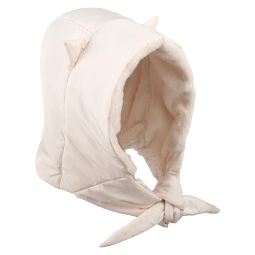 MilyaDE Kapuzenmütze Damen Sturmhaube Plüsch Wintermütze Teufelsohr Daunen-Baumwolle Winddicht Einheitsgröße, Weiß von MilyaDE