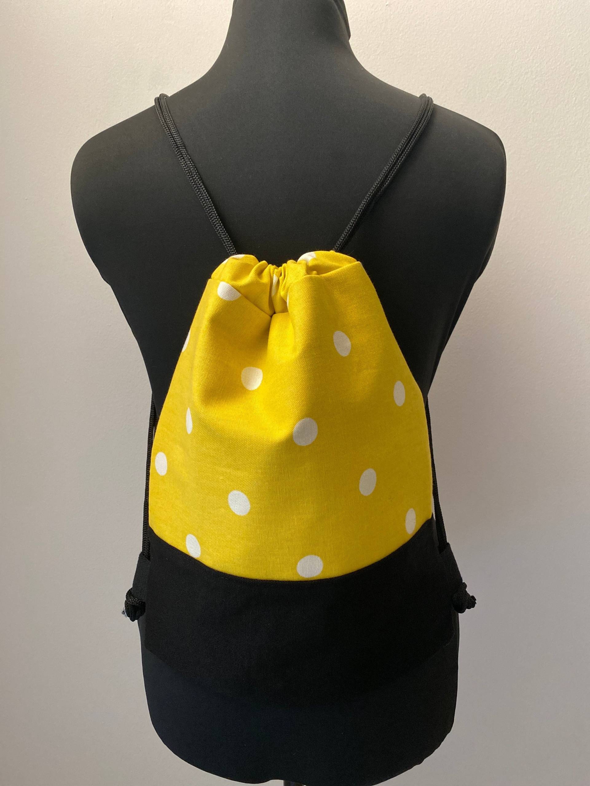 Dots Canvas Rucksack, Yoga Tasche, Turnbeutel, Strandtasche, Mit Reißverschluss Hinten von MimaBeba