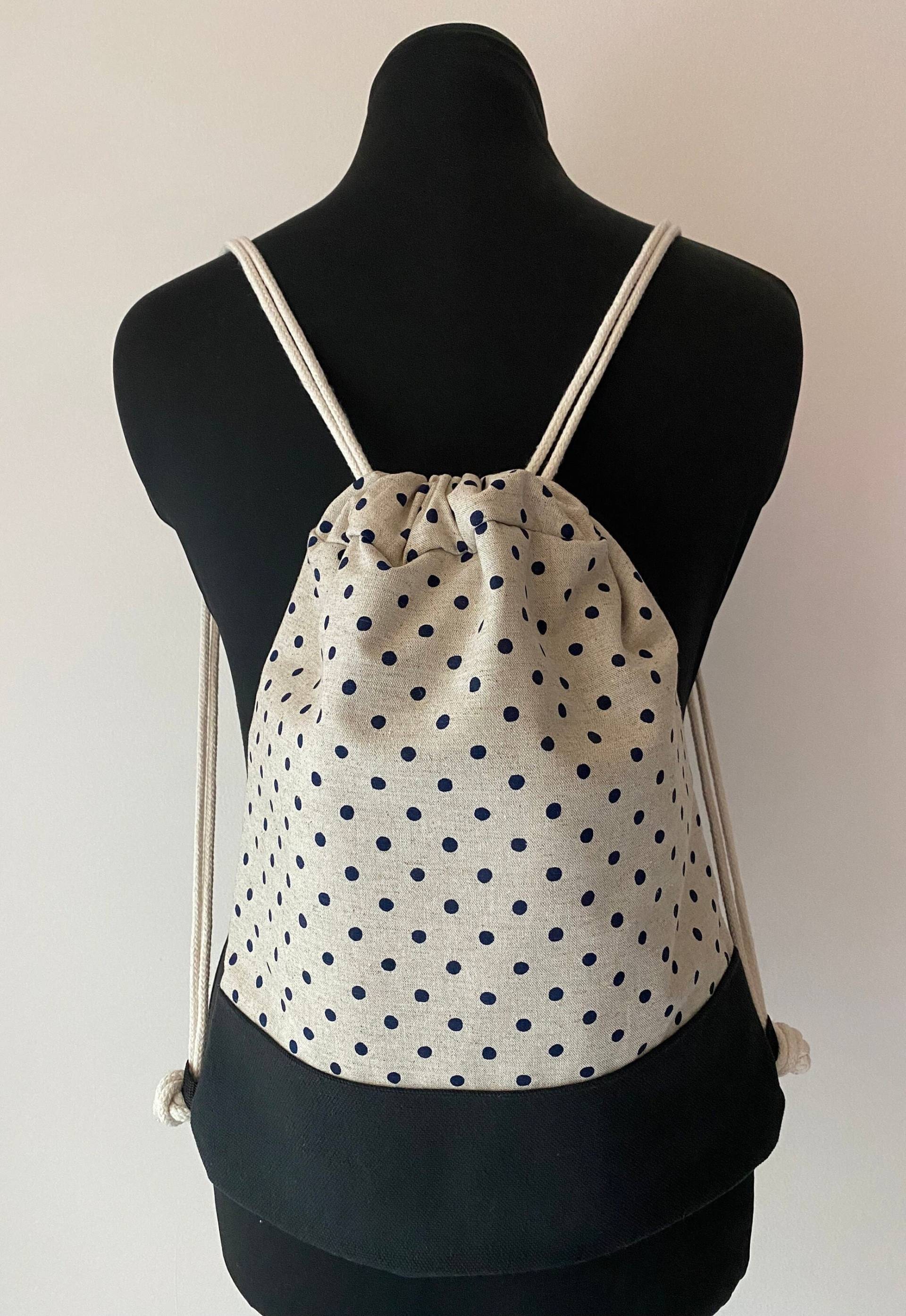 Dots Canvas Rucksack, Yoga Tasche, Turnbeutel, Strandtasche, Mit Reißverschluss von MimaBeba