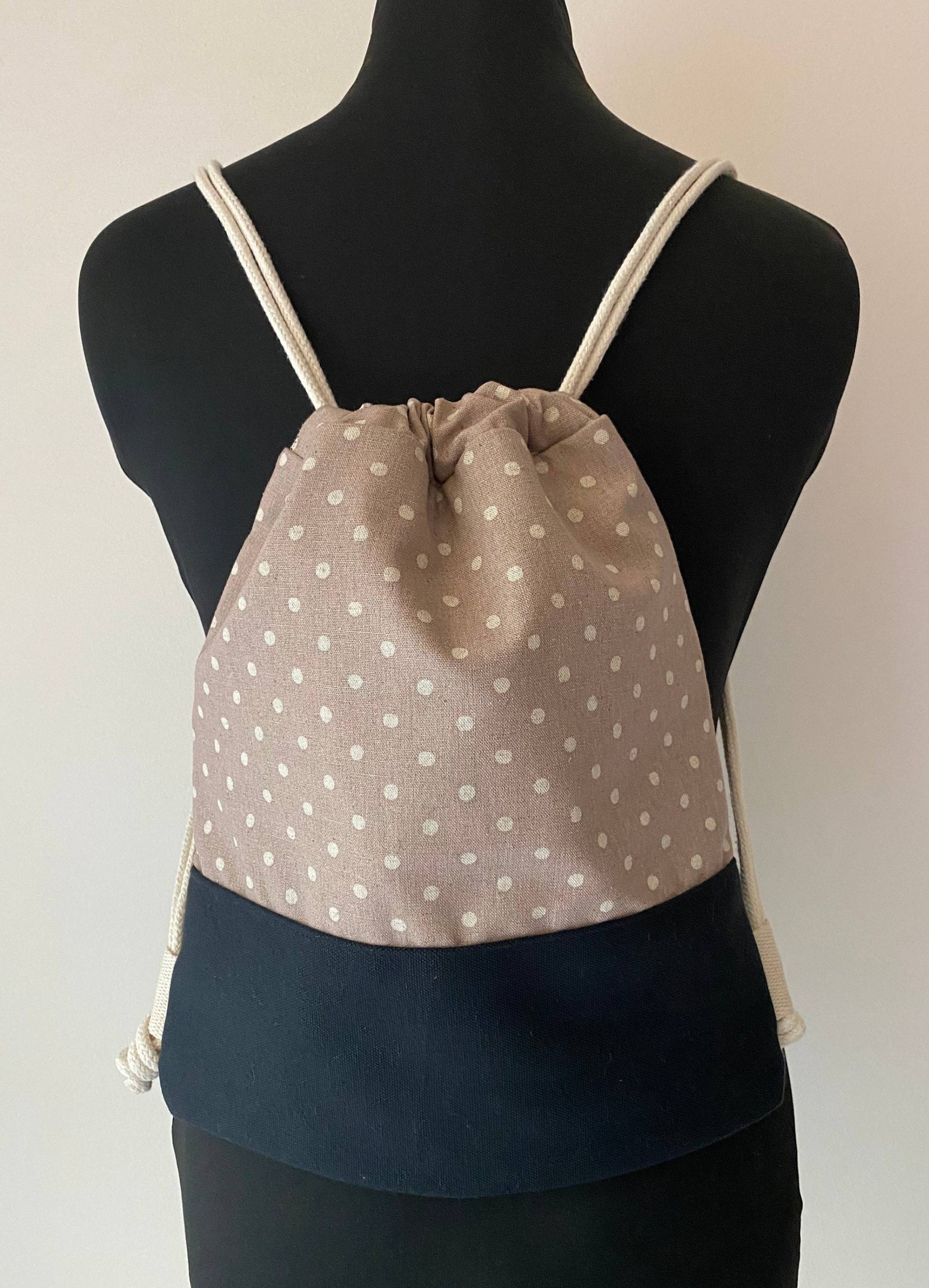 Dots Canvas Rucksack, Yoga Tasche, Turnbeutel, Strandtasche, Mit Reißverschluss von MimaBeba