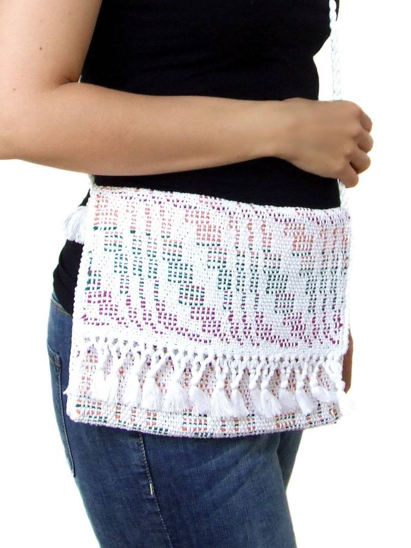 Damen Geldbörse Handgewebt Baumwollstoff Grün Satin Futter Weiß Handtasche Kleine Taschen Frauen Handgemachte Sommer Süße Geldbörsen Beutel von MimaHandwovens