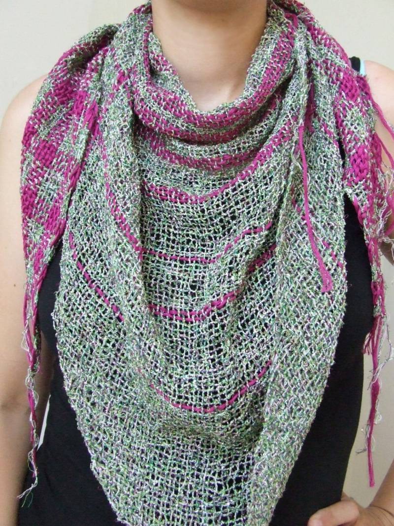 Dreieckstuch Damen Schals Halstuch Baumwolle Viskose Handgewebt Handgewebte Frauen Schal Geschenk Für Sie von MimaHandwovens